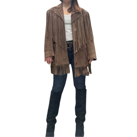 Cedars Brown Suede Fringe Western Jacket Small - Picture 6 of 17